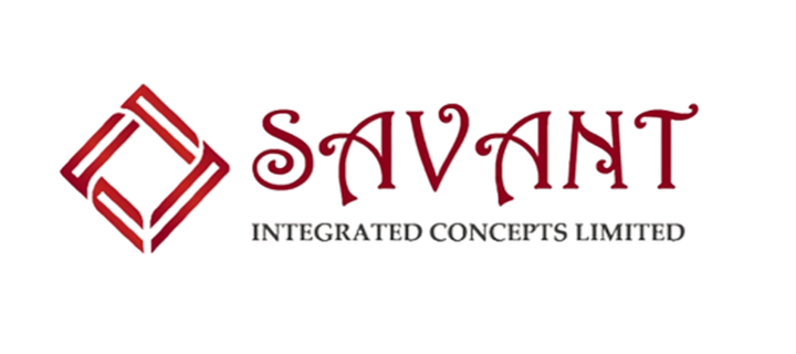 The image displays the word SAVANT in large red decorative lettering with Integrated Concepts Limited below it along with a square logo all against a red gradient background